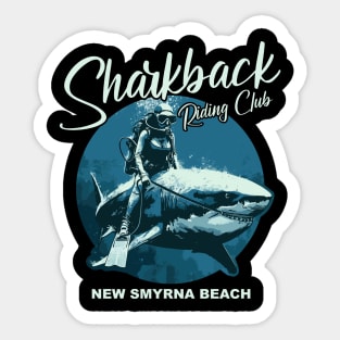 Sharkback Riding Club New Smyrna Beach Funny Shark Sticker